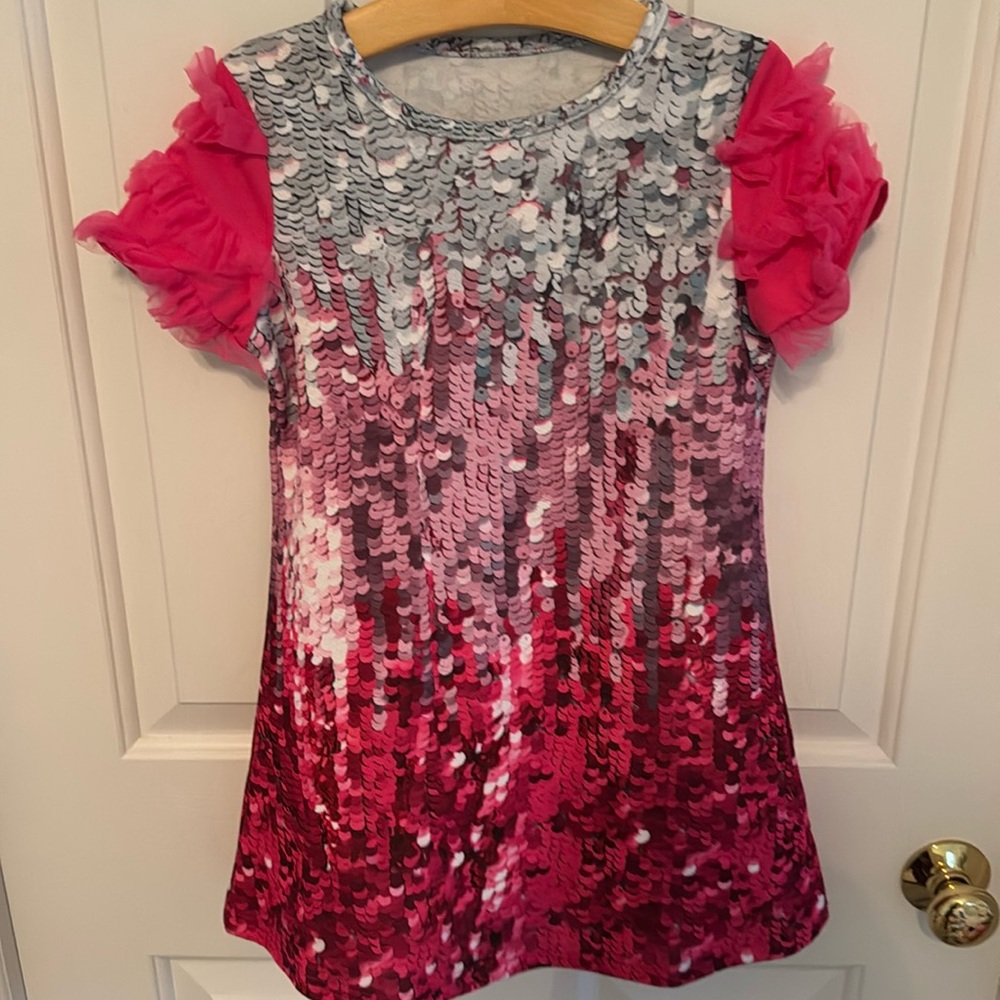 Faux sequins girls dress